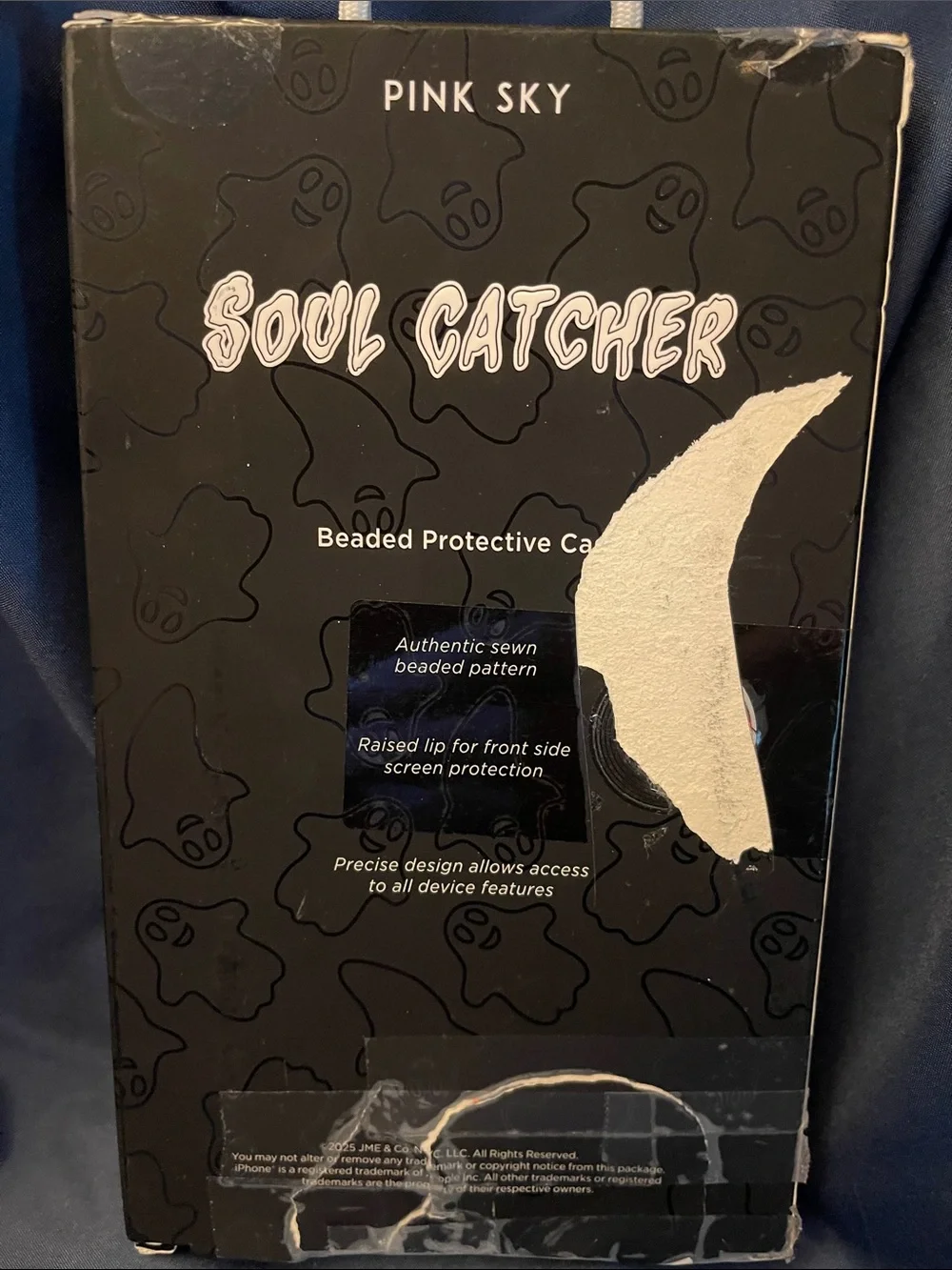 Pink Sky Soul Catcher Beaded Phone Case for iPhone 15 Pro Max - Black & White